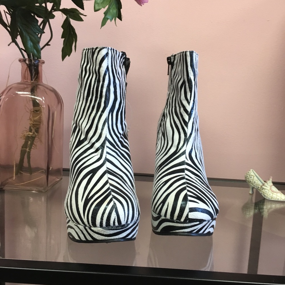Zebra Print Wedge Platform Boots - image 2